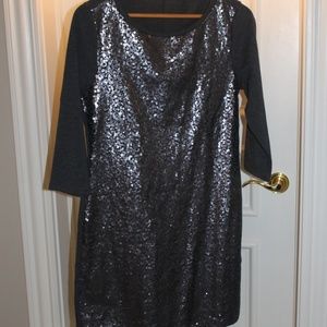 Shiny Gray Long sleeve dress